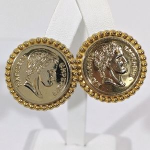 Vintage Napoleon Gold Coin Clip Earrings